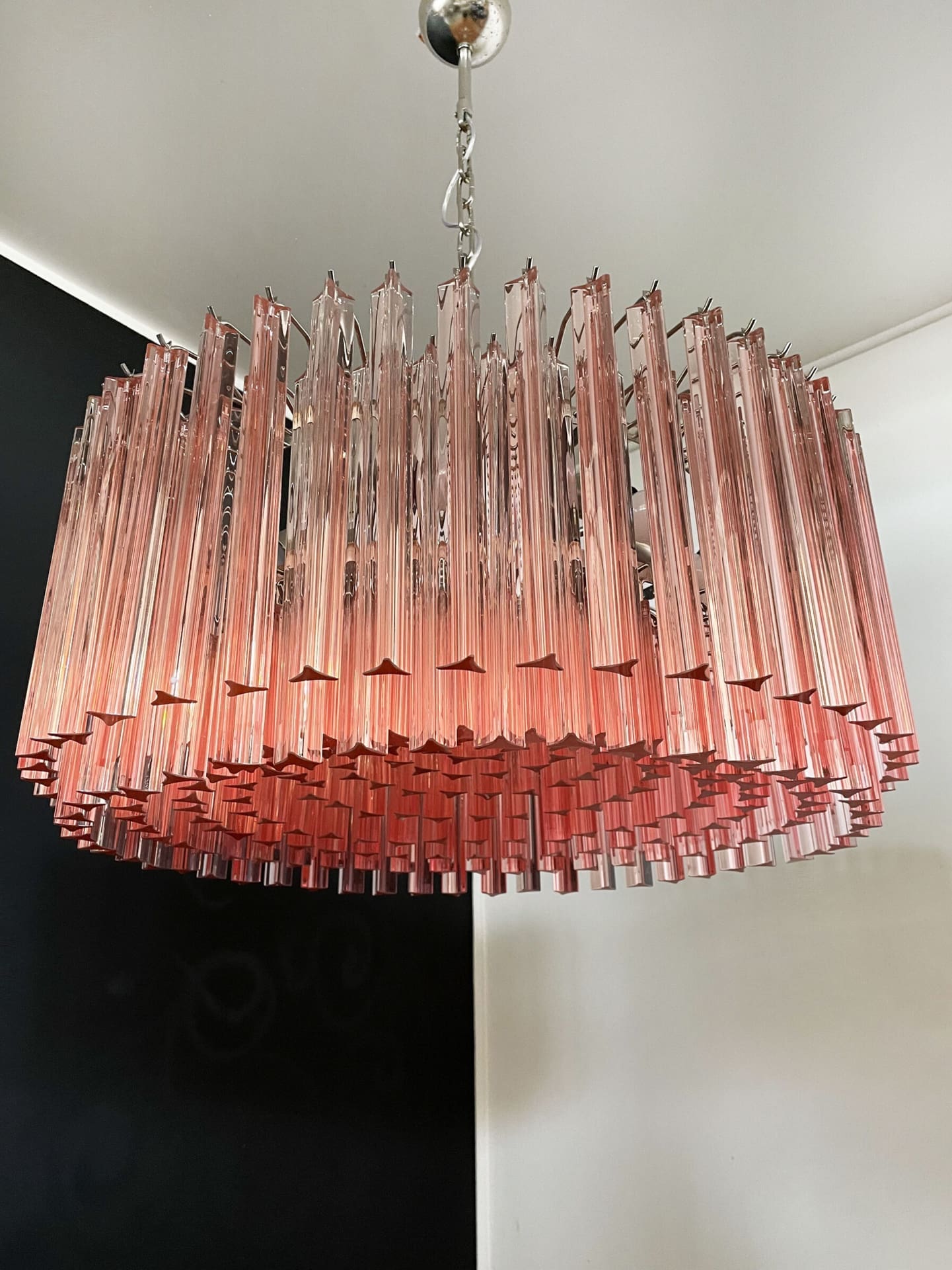 Murano Chandelier – Triedri Round – 265 prisms – Pink - Zonesus