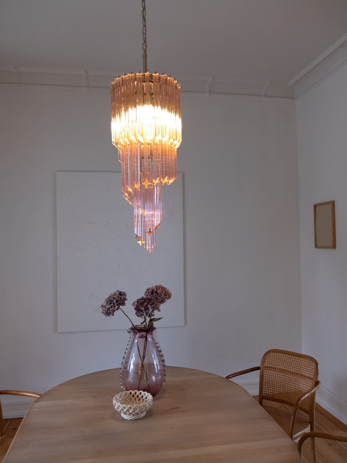 Murano Chandelier – Spiral – 54 prisms – Pink - Zonesus