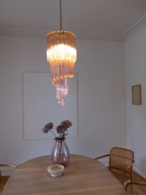Murano Chandelier – Spiral – 54 prisms – Pink - Zonesus
