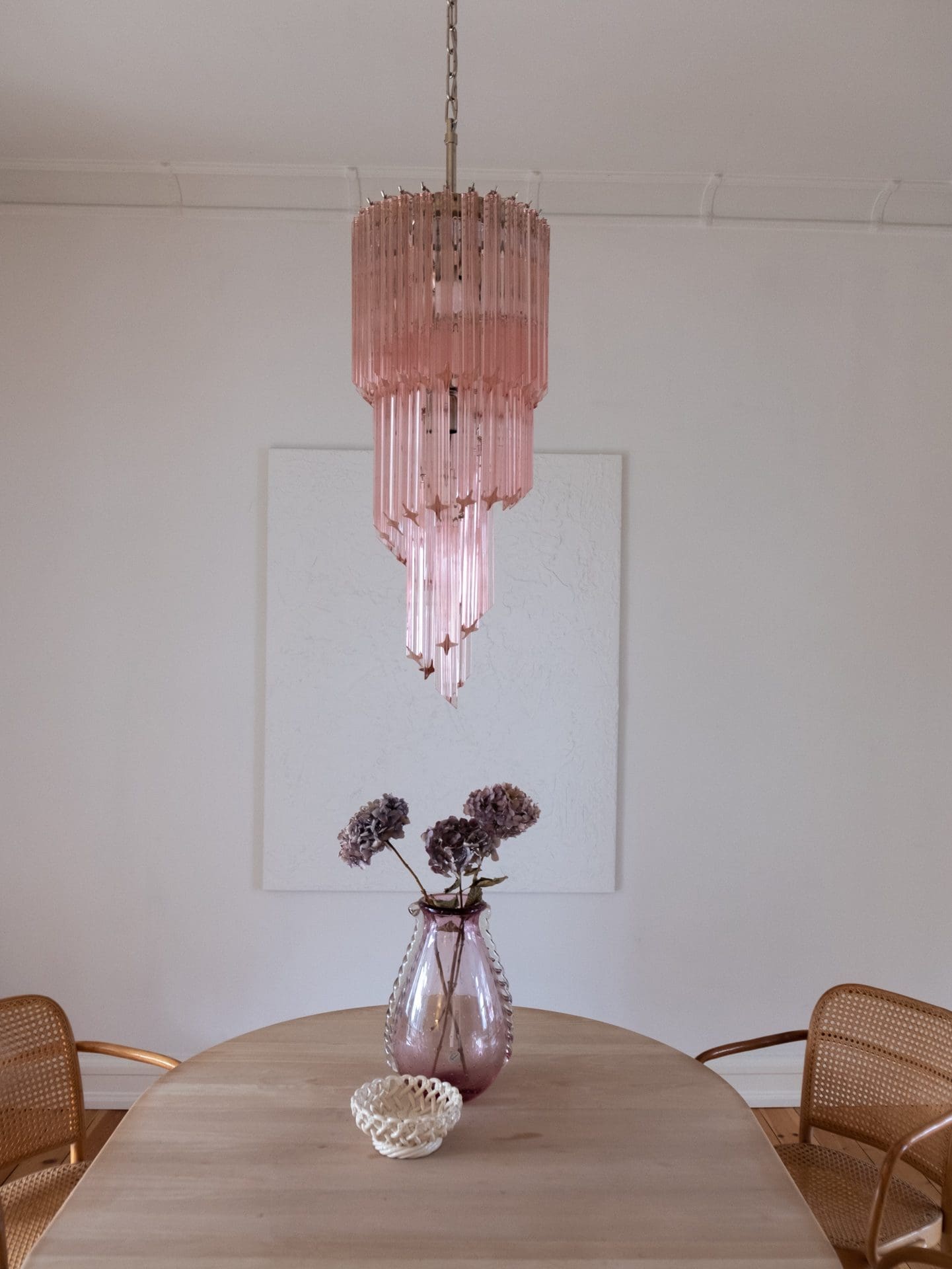 Murano Chandelier – Spiral – 54 prisms – Pink - Zonesus