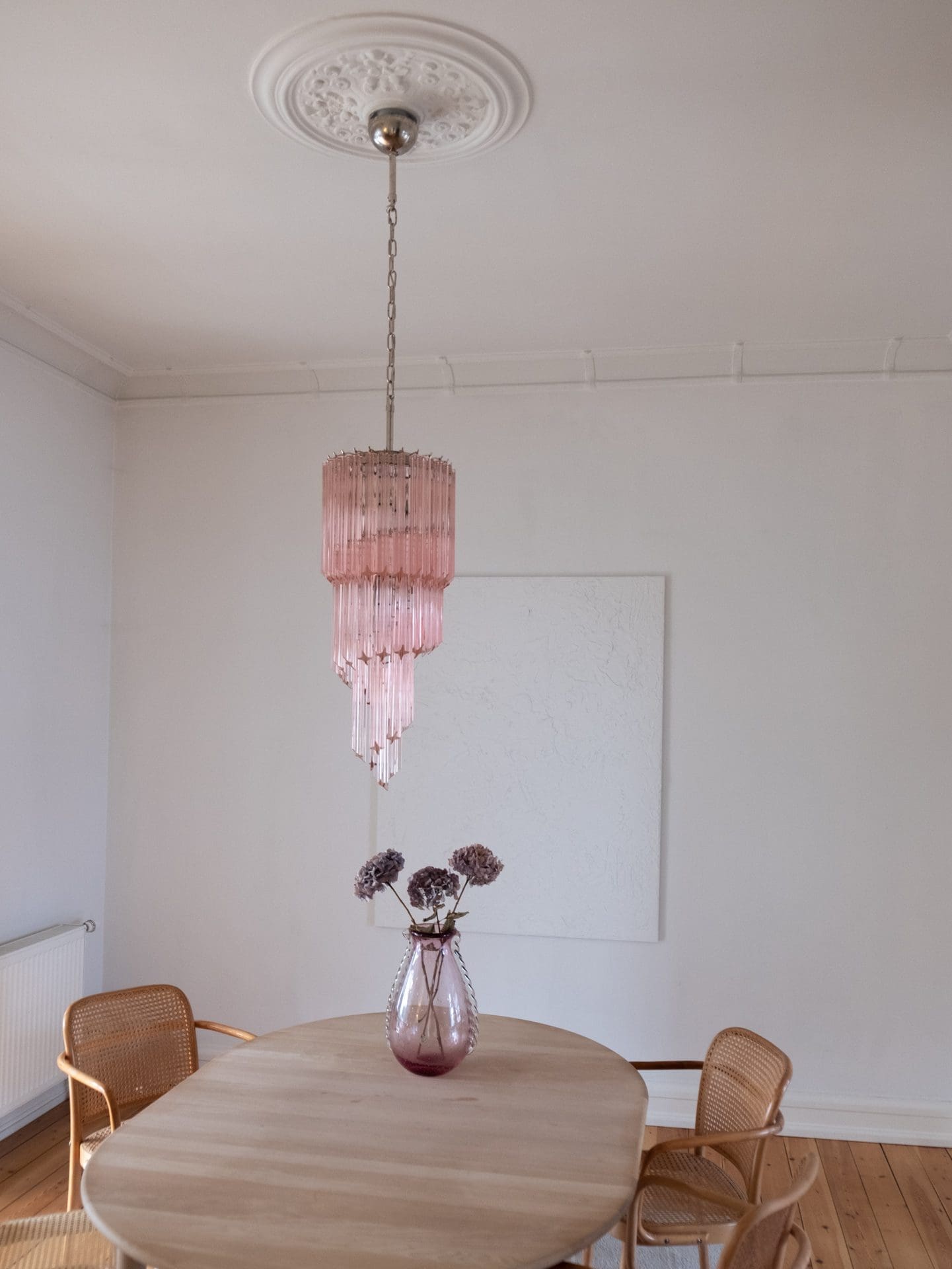 Murano Chandelier – Spiral – 54 prisms – Pink - Zonesus