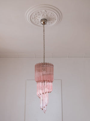 Murano Chandelier – Spiral – 54 prisms – Pink - Zonesus