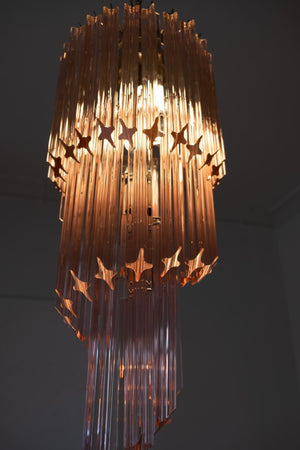 Murano Chandelier – Spiral – 54 prisms – Pink - Zonesus