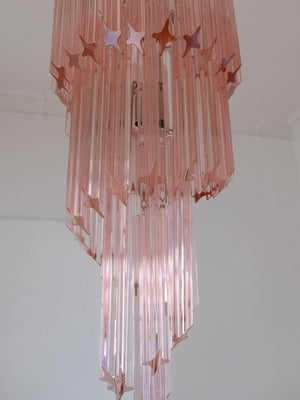 Murano Chandelier – Spiral – 54 prisms – Pink - Zonesus