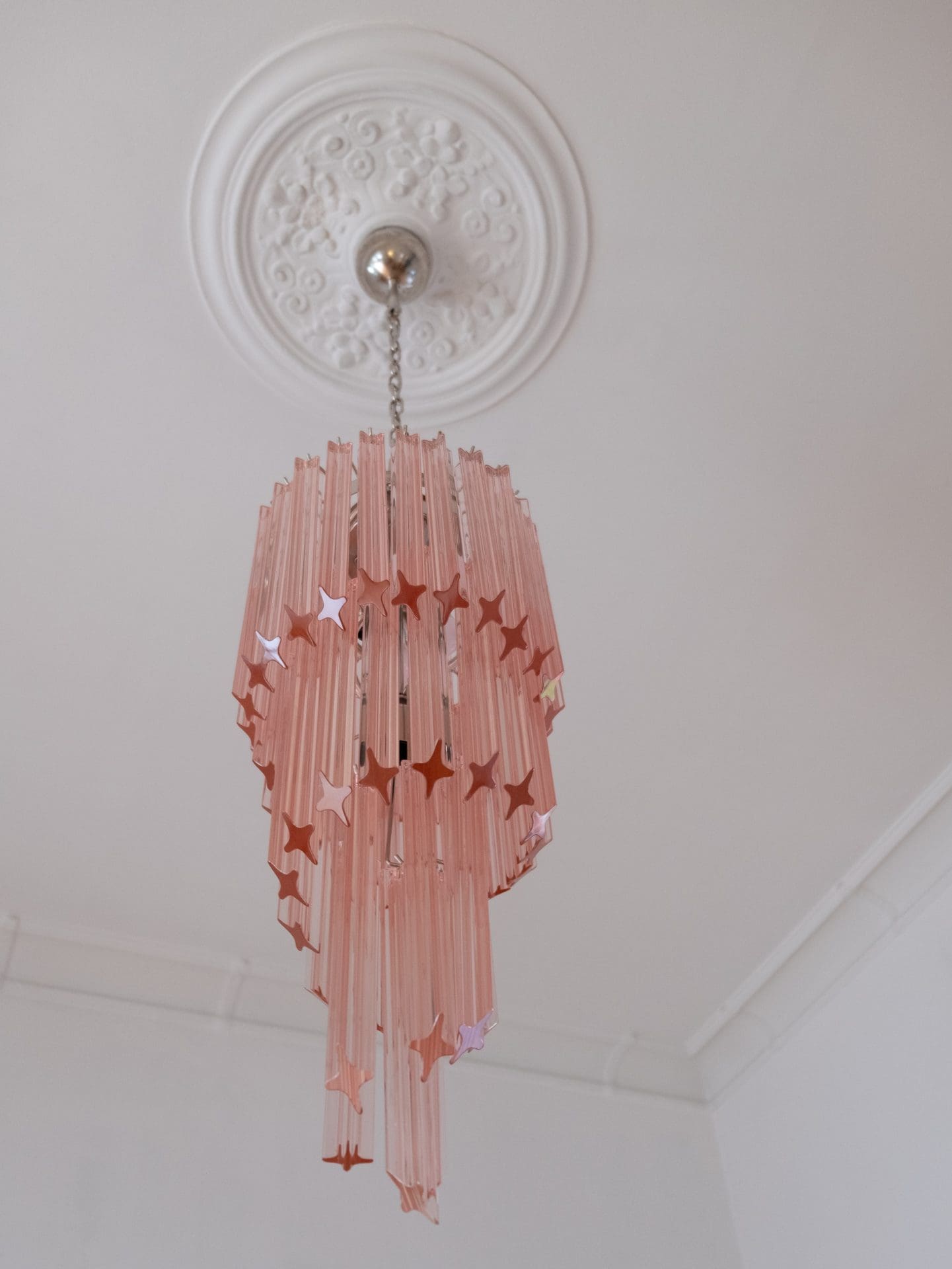 Murano Chandelier – Spiral – 54 prisms – Pink - Zonesus