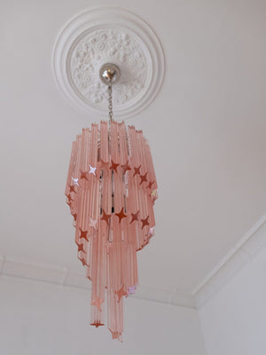 Murano Chandelier – Spiral – 54 prisms – Pink - Zonesus