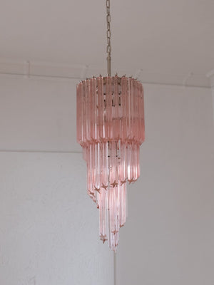 Murano Chandelier – Spiral – 54 prisms – Pink - Zonesus