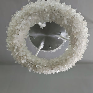 Cervine Round Clear Geode Quartz Crystal Ring Chandelier 24" - Zonesus