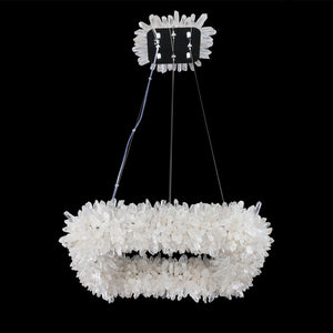 Cervine Square Geode Quartz Crystal Chandelier 24" - Zonesus