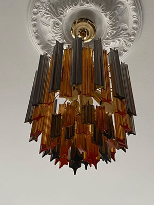 Murano Chandelier – 47 prisms – Amber/Smoked - Zonesus