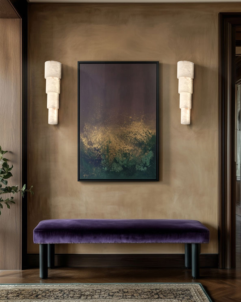 Minimalist Half Cylinder White Alabaster Wall Washer Sconces for living room