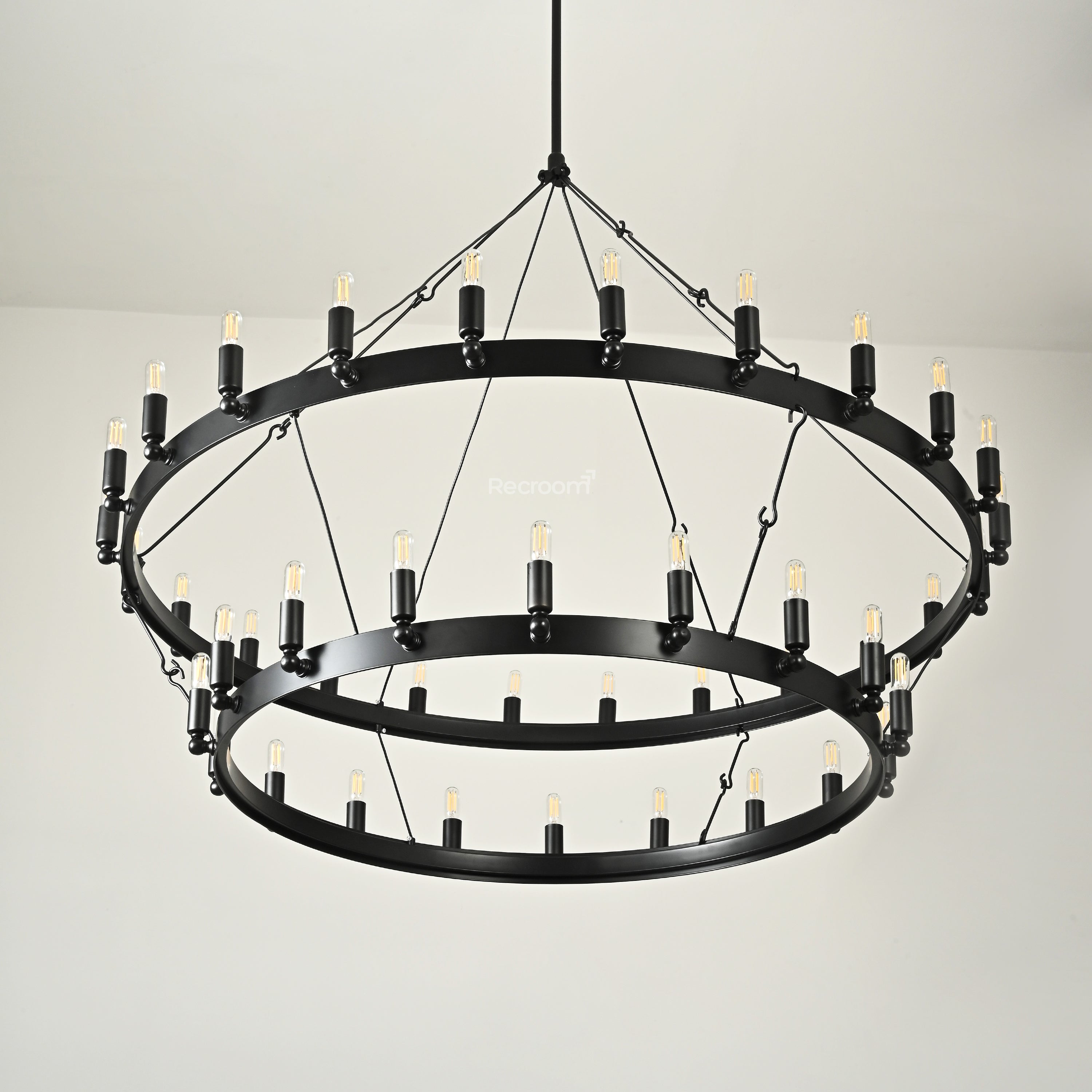 Caminon Vintage Filament Two-Tier Chandelier 50" - Zonesus