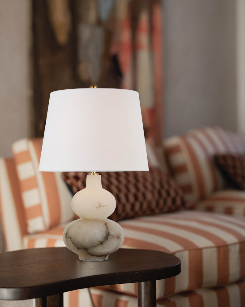 Modern Living Room Lota Small Table Lamp Height 16" with Linene Frabic Lampshade