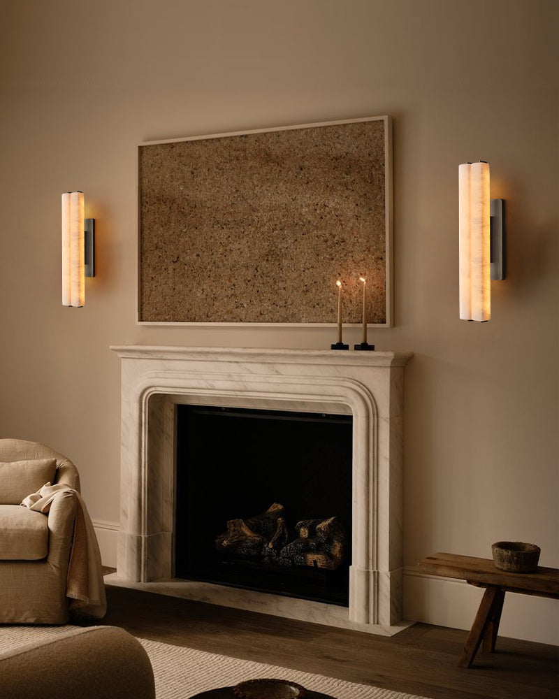 Vintage Double Wall Sconces Flush Mount Fixture 15in 19in 25in | Burnished Brass/Black