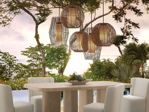 Cohen Globe Wicker Outdoor Pendant 20''D - Zonesus