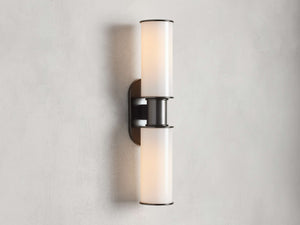Harlin 2-Light Bronze Wall Sconce in Milk - Zonesus