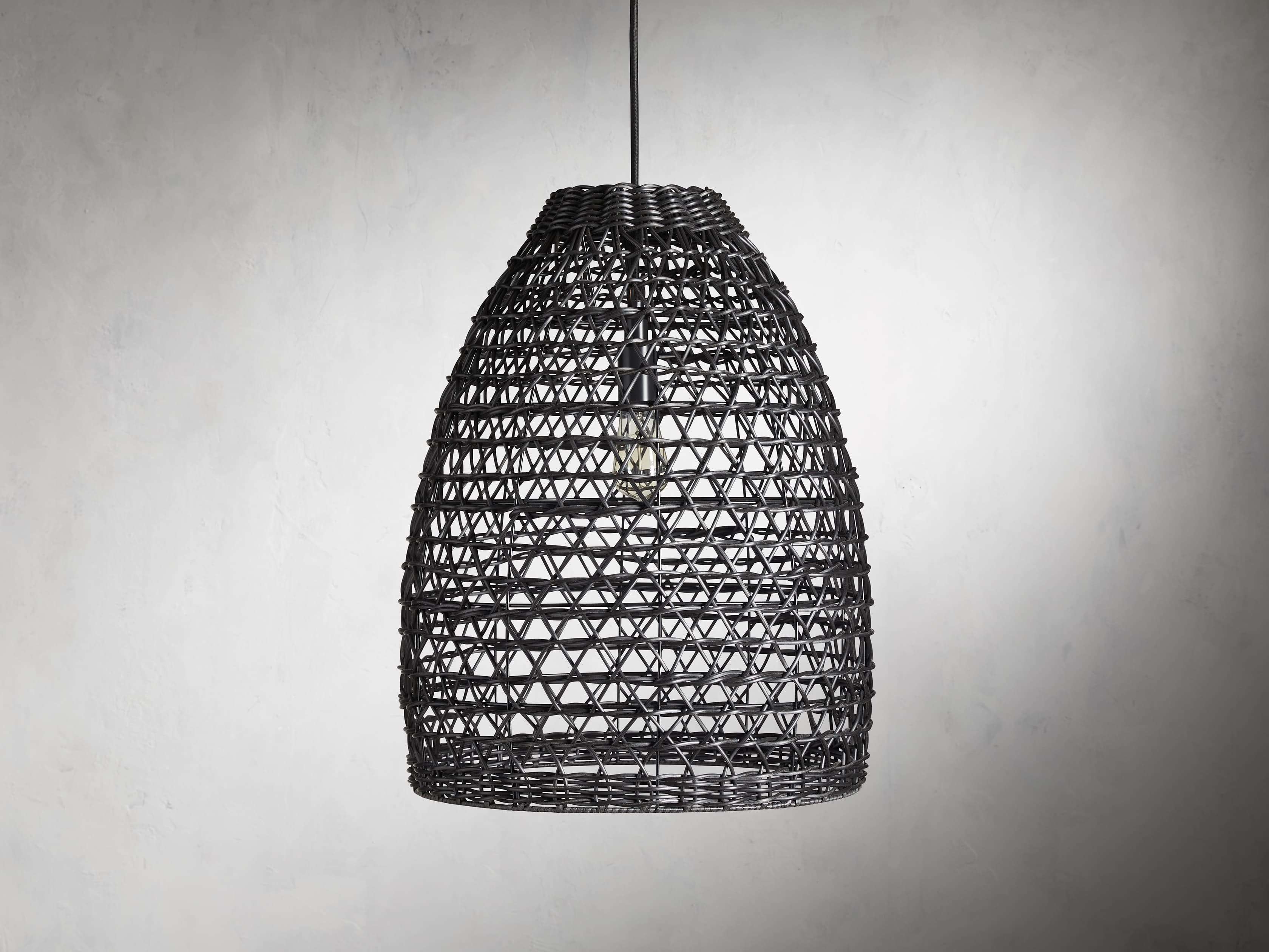 Braemar Wicker Outdoor Black Pendant - Zonesus