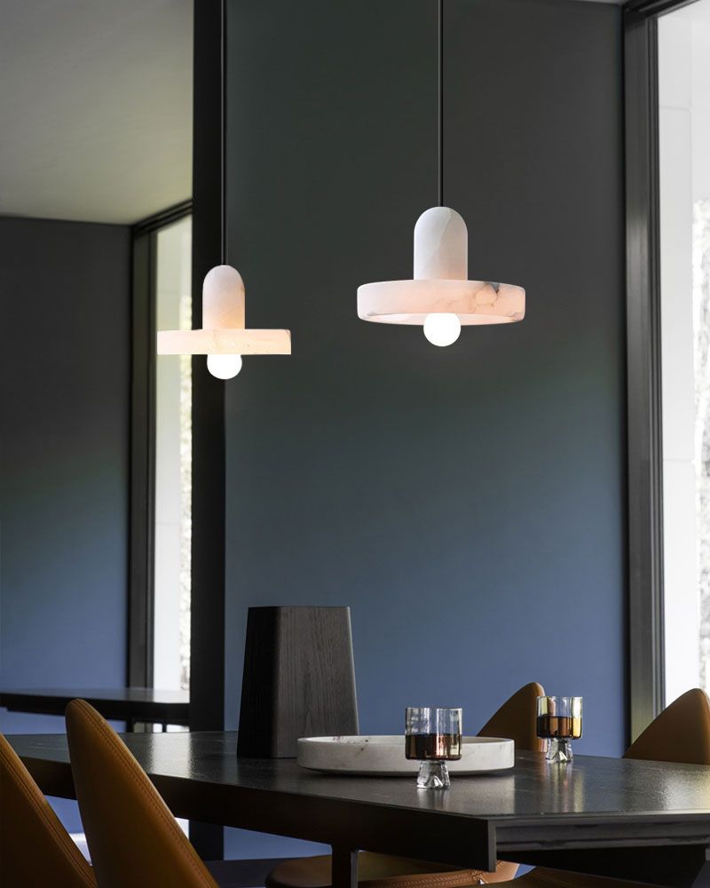 White Alabaster Kitchen Island Pendant Lamp Dia 8Dia 5.9” Height 1-bulb