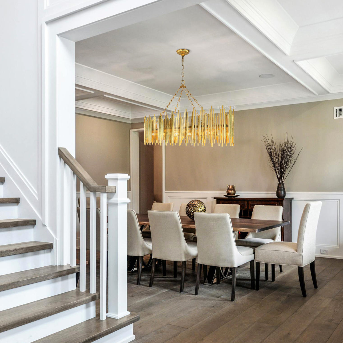 Althely 10 Lights Rectangle Pendant Chandelier - Zonesus