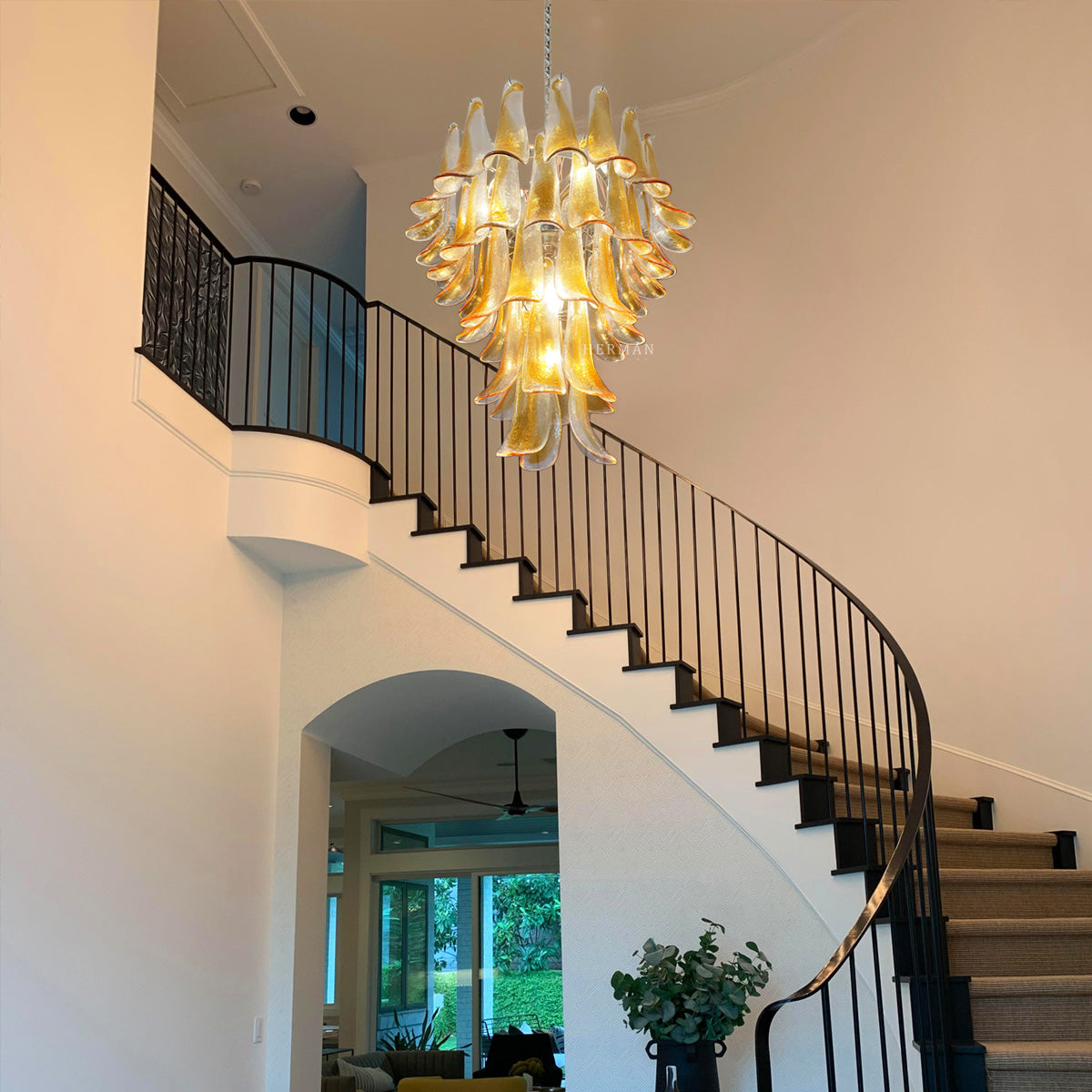 Murano Chandelier – 52 petals – Amber - Zonesus