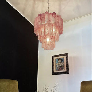 Murano Chandelier – 48 tubes – Alabaster Pink - Zonesus