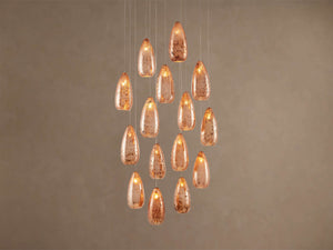 Edda Cascade Teardrop Mercury Glass Round Chandelier 23'' 35''D - Zonesus