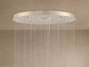 Edda Cascade Teardrop Mercury Glass Round Chandelier 23'' 35''D - Zonesus