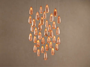 Edda Cascade Teardrop Mercury Glass Round Chandelier 23'' 35''D - Zonesus