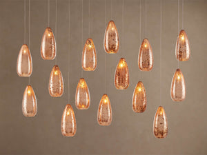 Edda Cascade Teardrop Mercury Glass Linear Chandelier 48'' 54''L - Zonesus