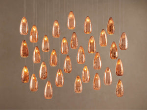 Edda Cascade Teardrop Mercury Glass Linear Chandelier 48'' 54''L - Zonesus