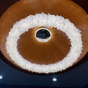 Cervine Round Clear Geode Quartz Crystal Ring Chandelier 24" - Zonesus