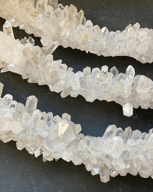 Cervine Round Brass & Clear Geode Quartz Crystal Chandelier 36" - Zonesus