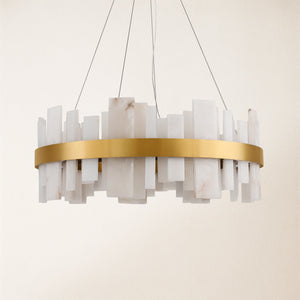 Nocturne Alabaster Round Chandelier 32"#Finish_Gold