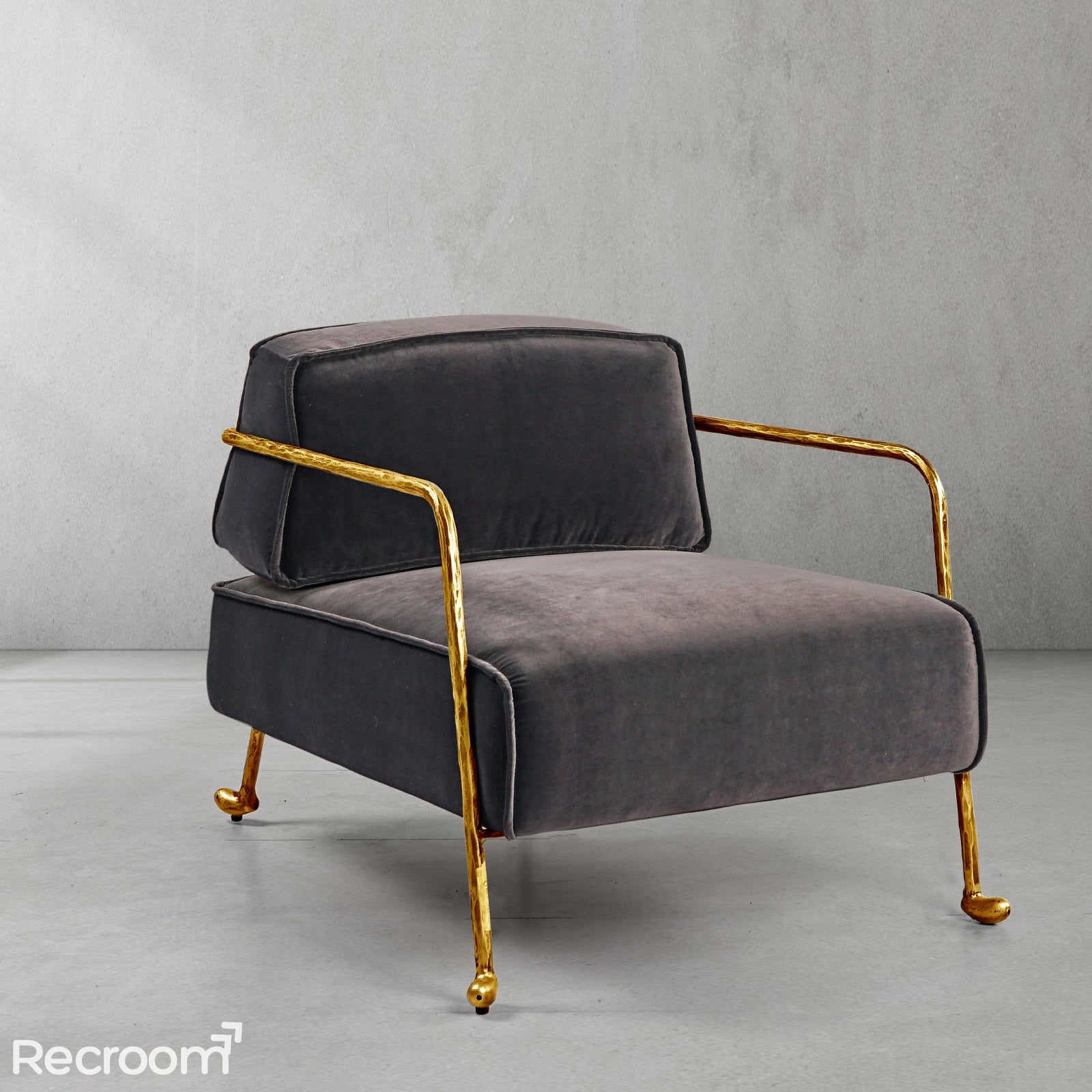 Thaddeo Gray Velvet Armchair - Zonesus