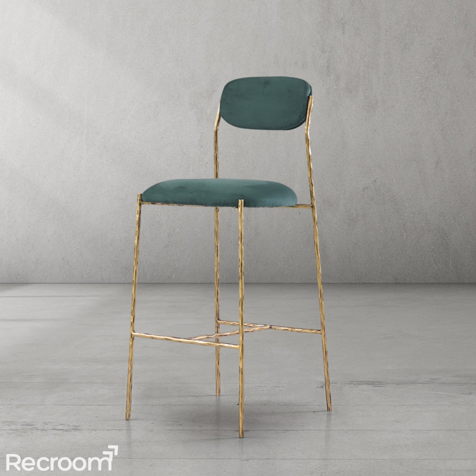 Thaddeo Green Fabric Bar Stool - Zonesus