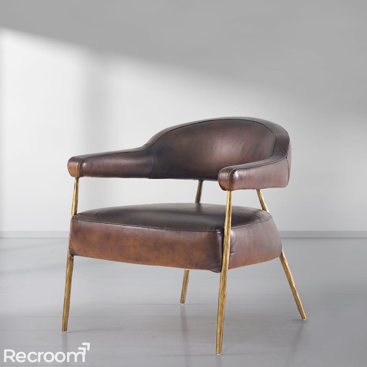 Thaddeo Brown Leather Lounge Armchair - Zonesus