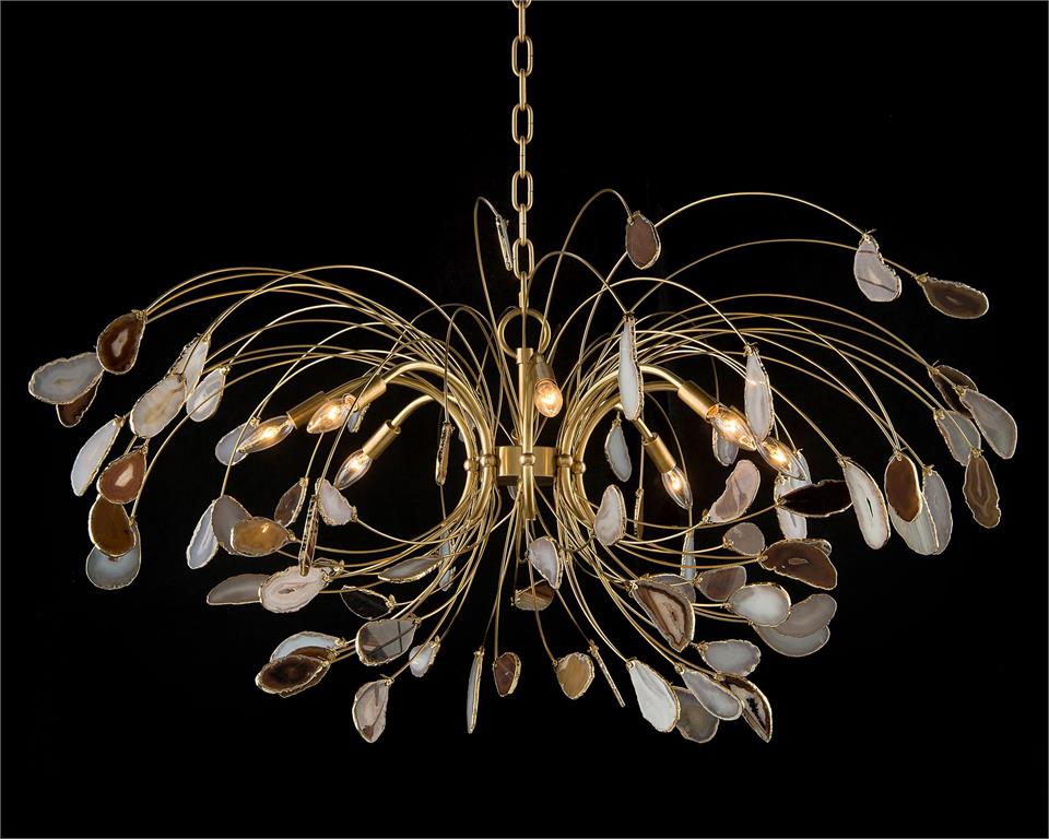 Agate and Brass Eight-Light Chandelier - Zonesus
