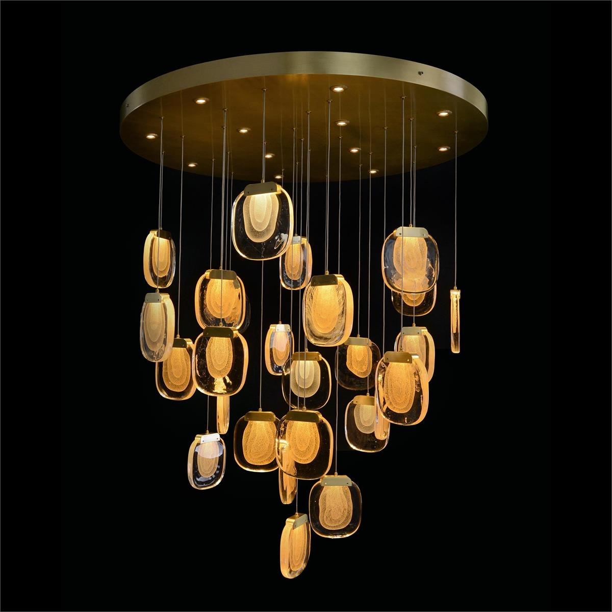Bansho: Layered Glass Thirty-Nine-Light Drop Pendant Chandelier - Zonesus