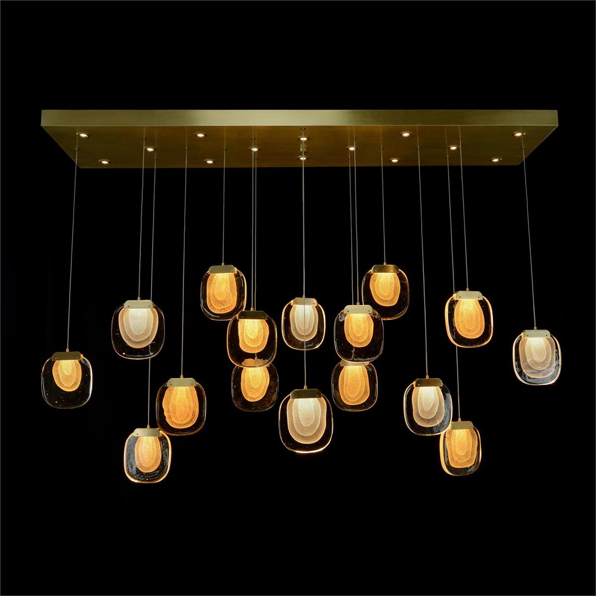 Bansho: Layered Glass Thirty-Light Horizontal Pendant Chandelier - Zonesus