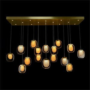 Bansho: Layered Glass Thirty-Light Horizontal Pendant Chandelier - Zonesus