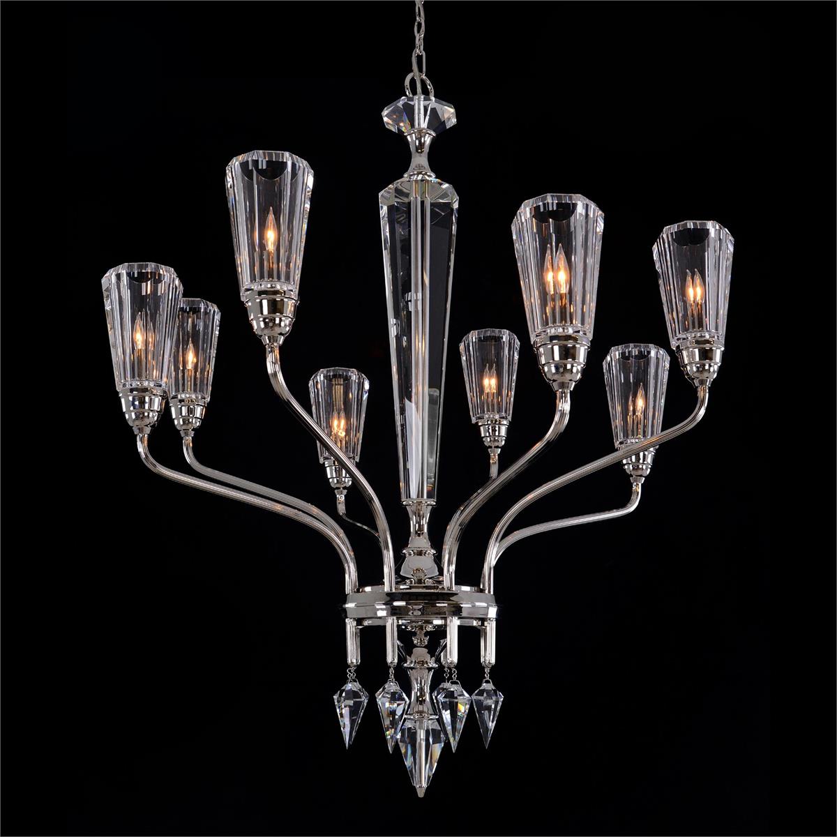Sherwood Eight-Light Chandelier in Polished Nickel - Zonesus