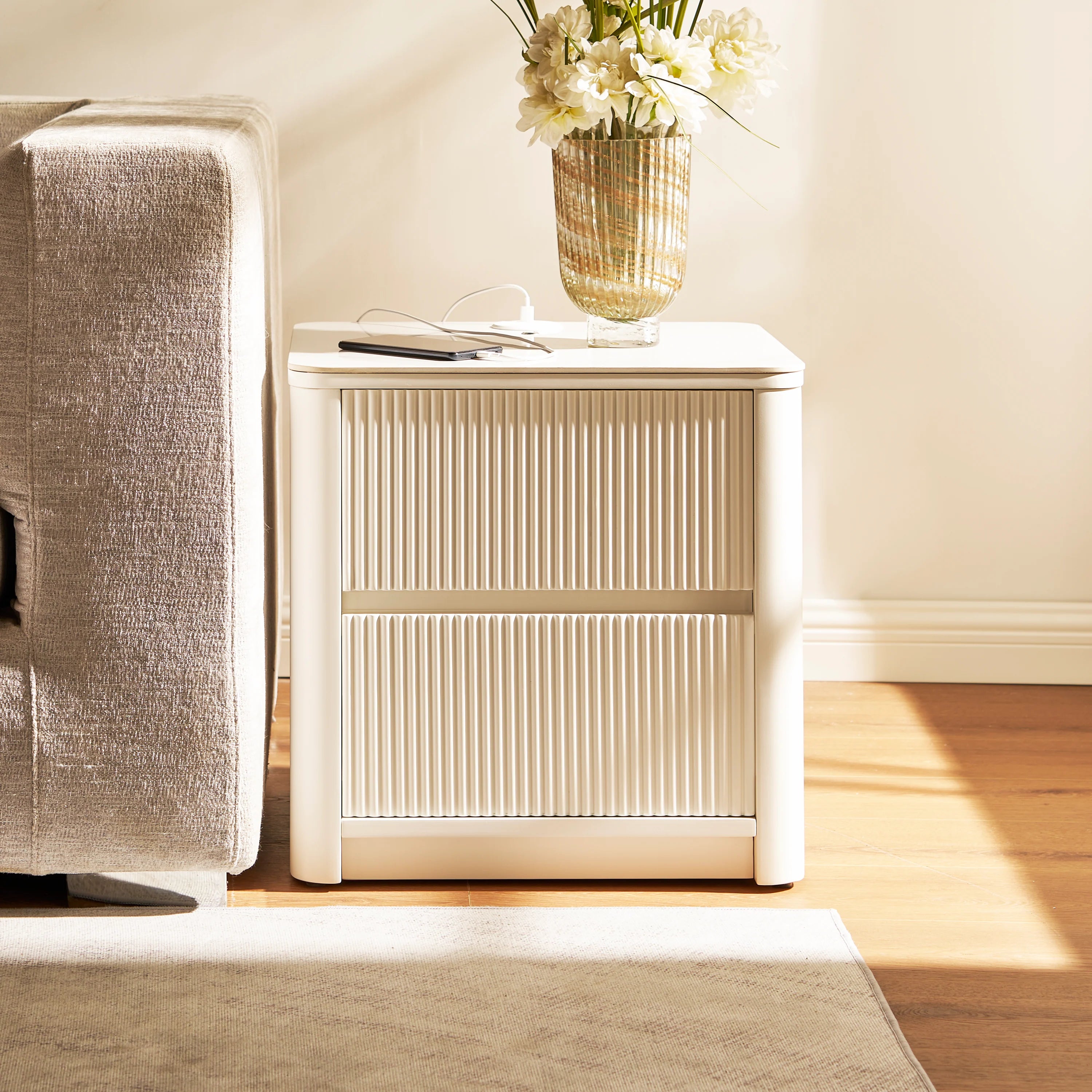 Celia Burnt Stone Nightstand 20"