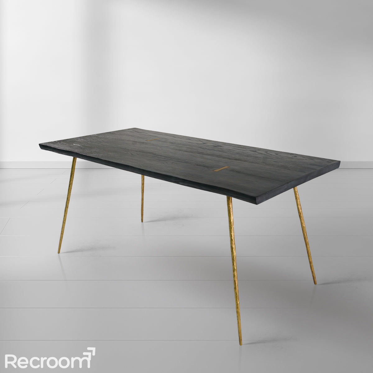 Thaddeo Retro Copper Frame Solid Wood Dining Bench - Zonesus