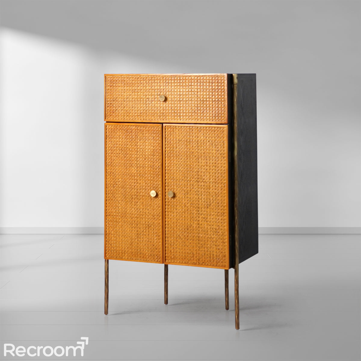 Thaddeo Frame Rattan Cabinet - Zonesus
