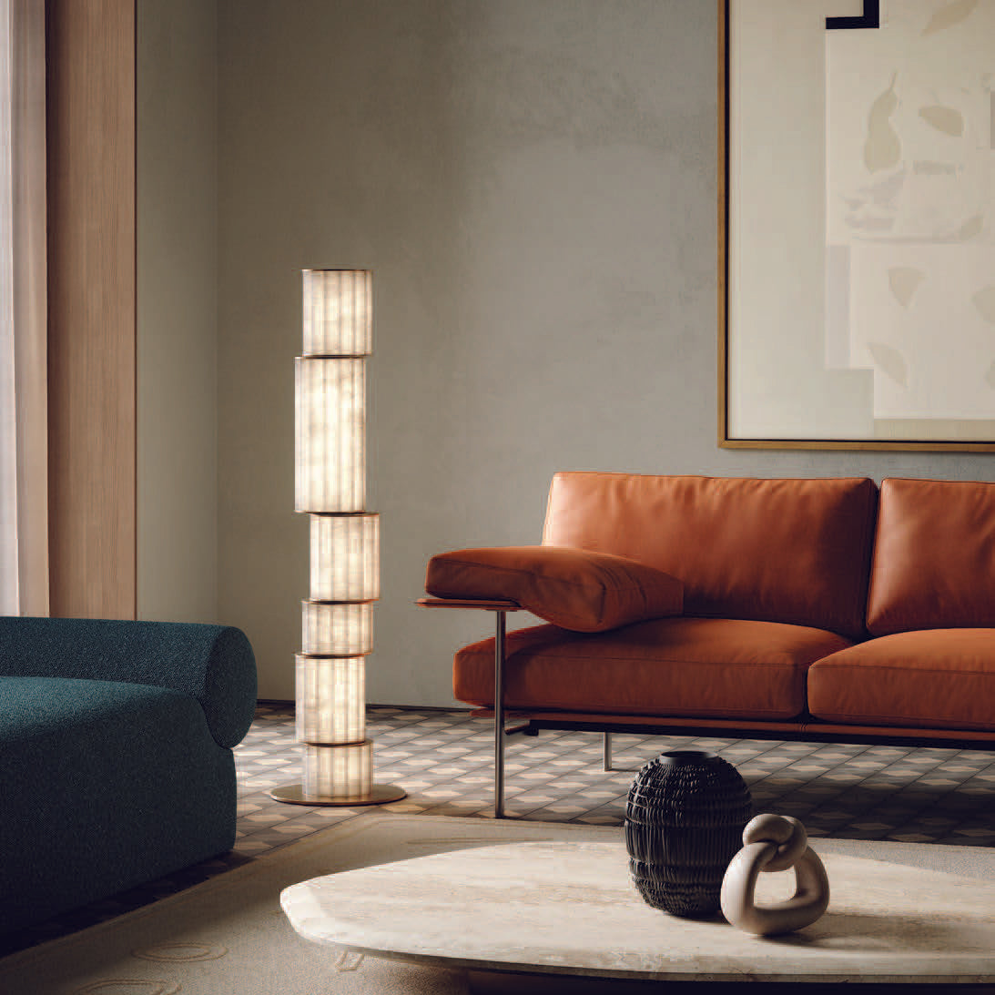 Apadana Alabaster Floor Lamp - Zonesus