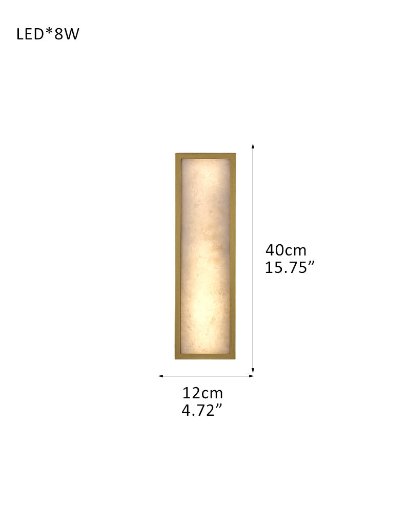 Brass/Black Metalwork LED Bathroom Vanity Sconce Marble Shade Geometric Wall Light Fixtures