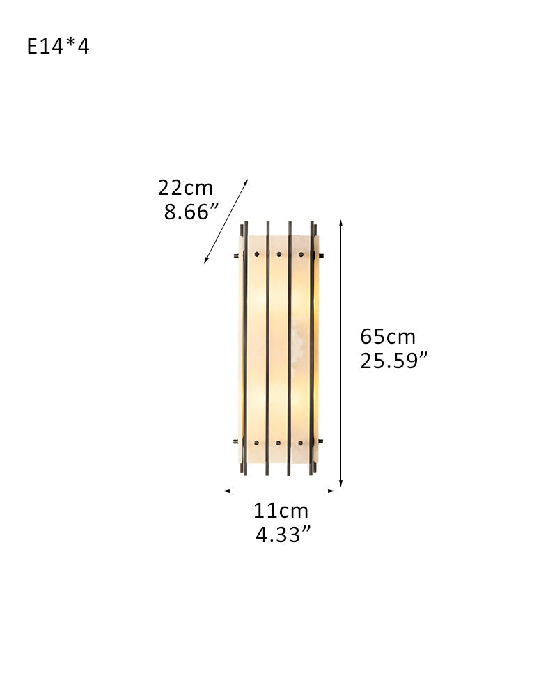 4-light San Marco Alabaster Grand Linear Sconces 26" of Height Lacquered Brass/Black