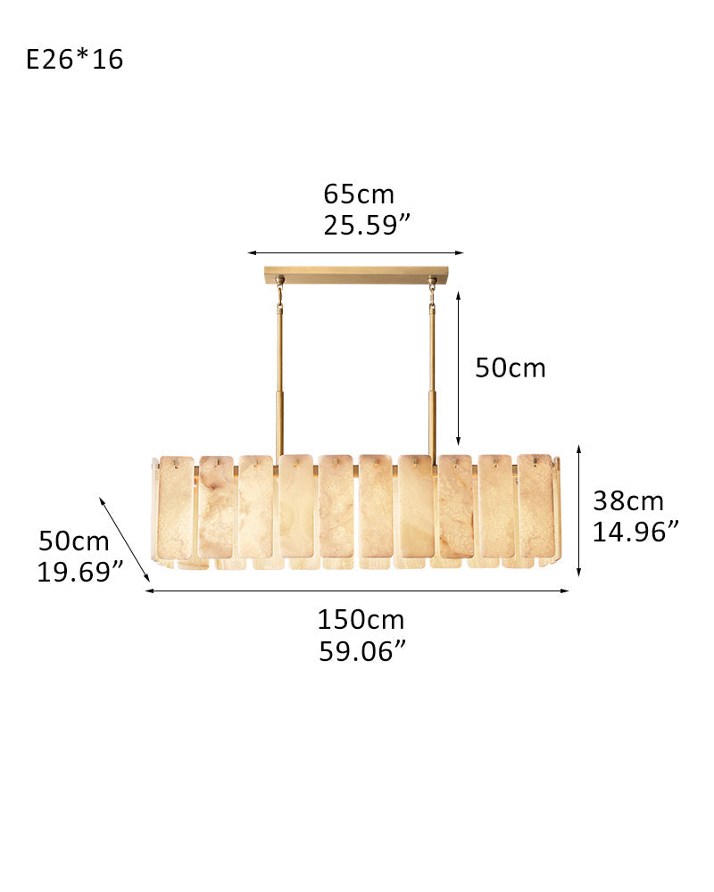 Lacquered Burnished Brass/Black Rectangular Calamette Alabaster Lighting Collection 59" 71"