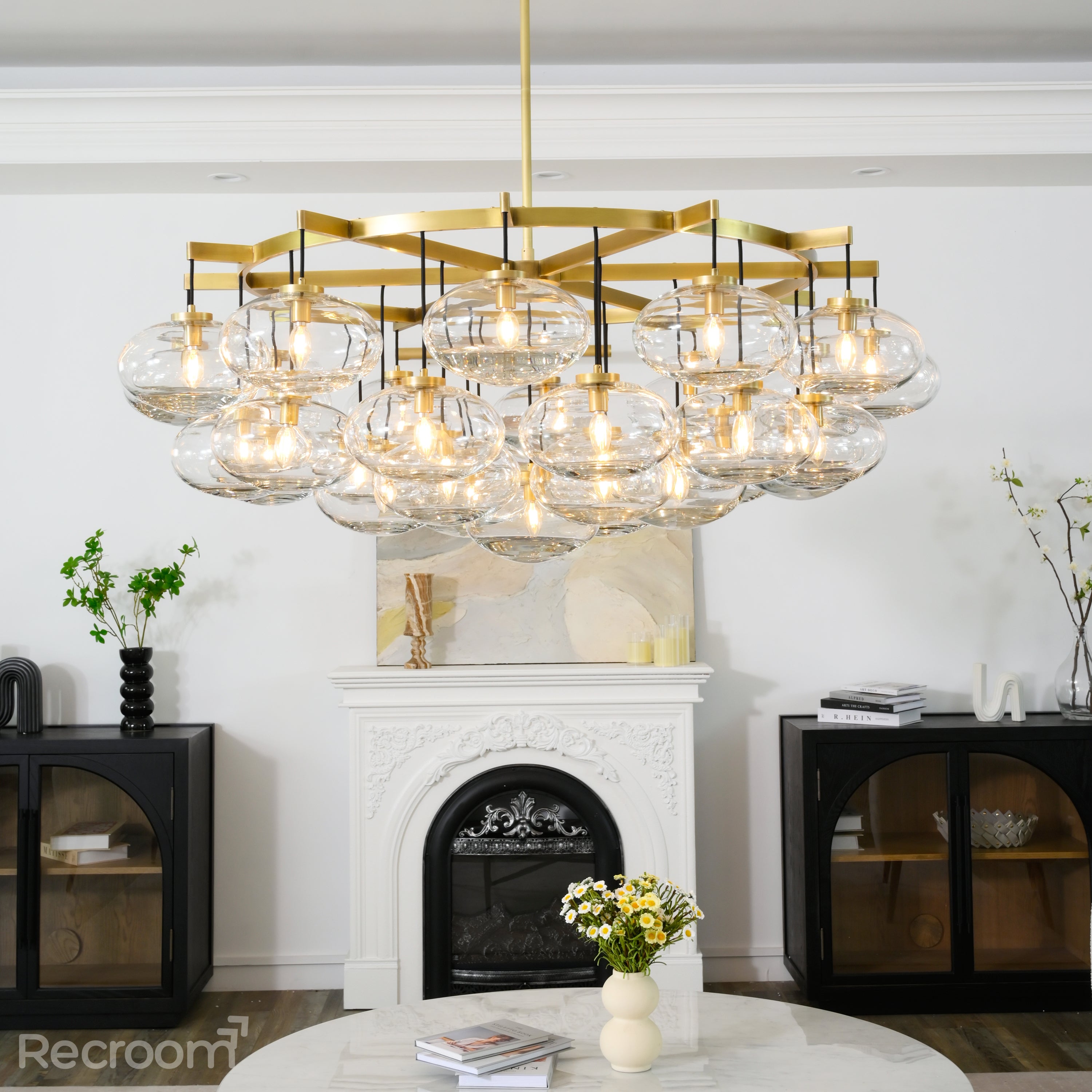 Cabretten Clear Glass Round Chandelier 60" - Zonesus