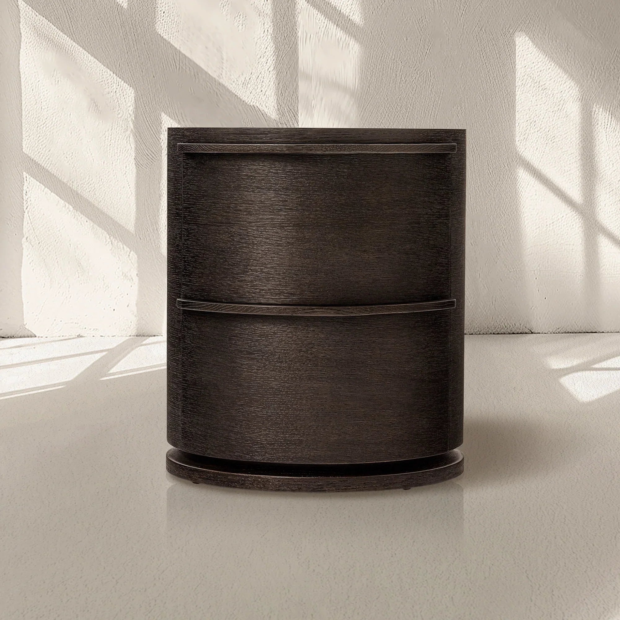 Linet 2-Drawer Round Nightstand - Zonesus